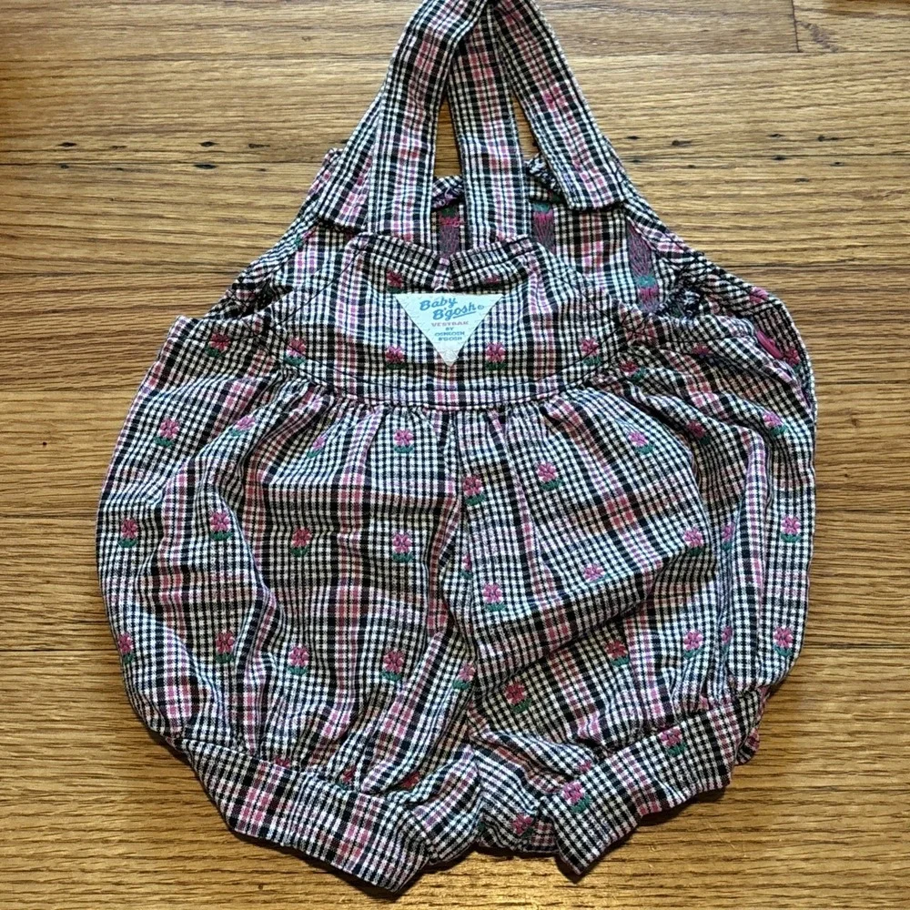 VTG Oshkosh Baby B'Gosh Vestbak Bubble Romper 12M Pink Back Floral‎ USA Made